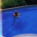 Tyson Fury se ha llevado a la piscina en su Villa para lucir sus combinaciones rápidas (arriba)