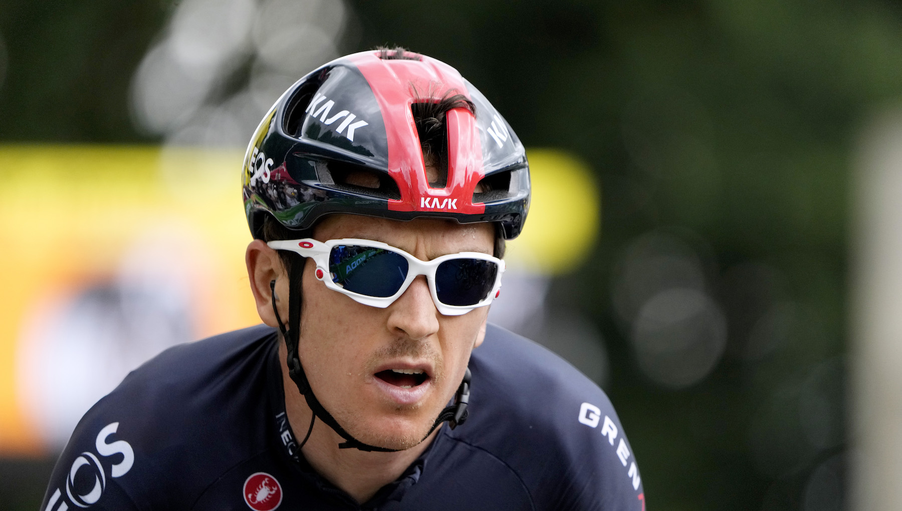 Geraint Thomas reacciona a la victoria de etapa del Tour de Francia de Mark Cavendish