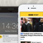 Una imagen que muestra las funciones de la aplicación BBC Sport: notificaciones en una pantalla de inicio y en la página de inicio