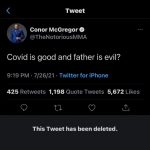 Conor McGregor tuitea y borra un comentario vil sobre el difunto padre de Khabib Nurmagomedov