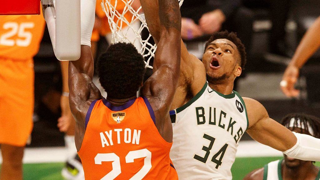 Finales de la NBA: mira el increíble bloqueo de Giannis Antetokounmpo cuando los Milwaukee Bucks vencieron a los Phoenix Suns