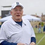 OXNARD, CA - JULY 24: Owner Jerry Jones of the Dallas Cowboys welcomes fans to training camp at River Ridge Complex on July 24, 2021 in Oxnard, California. (Photo by Jayne Kamin-Oncea/Getty Images)