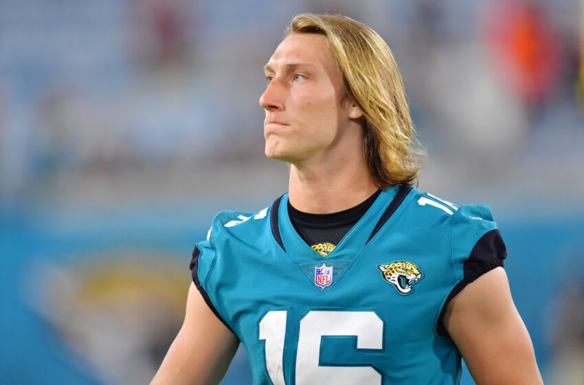 El mariscal de campo de los Jaguars Trevor Lawrence.  (Julio Aguilar / Getty Images)