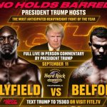 El presidente Donald Trump comentará los combates de boxeo