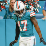 Jaylen Waddle, Delfines de Miami.  (Crédito obligatorio: Sam Navarro-USA TODAY Sports)