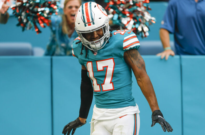 Jaylen Waddle, Delfines de Miami.  (Crédito obligatorio: Sam Navarro-USA TODAY Sports)