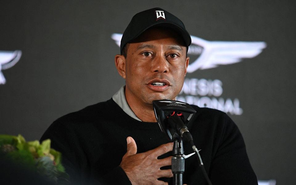 Conferencia de prensa de Tiger Wood - Tiger Woods minimiza la esperanza de regresar al Masters: 'Todavía tengo un largo camino por recorrer'  - IMÁGENES FALSAS
