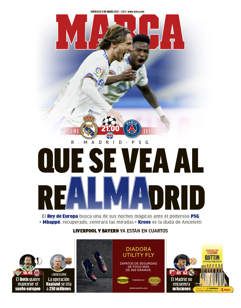 Diarios de hoy: El Real Madrid recibe al Paris Saint-Germain en titánica eliminatoria de Champions
