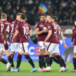 epa09822748 Torino?s Gleison Bremer jubilates after scoring the goal (1-0) during the italian Serie A soccer match Torino FC vs FC Inter at the Olimpico Gtande Torino Stadium in Turin, Italy, 13 March 2022. EPA-EFE/ALESSANDRO DI MARCO