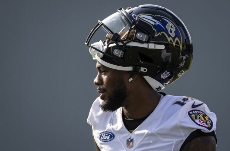 Rashod Bateman, Cuervos de Baltimore.  (Foto de Scott Taetsch/Getty Images)