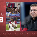 el propietario de los Washington Redskins, Daniel Snyder, antes del partido contra los Dallas Cowboys en el AT&T Stadium;  Kyler Murray calentando antes de un partido;  El ala defensiva de Los Angeles Rams, Aaron Donald, sostiene el trofeo Vince Lombardi durante el rally de campeonato del Super Bowl LVI en el Los Angeles Memorial Coliseum.