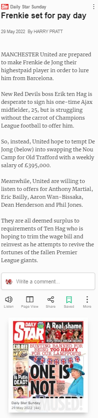 Man United está listo para acordar un acuerdo de £ 20.5 millones al año para asegurar a De Jong