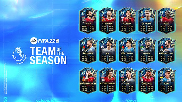 Las cartas de FIFA 22 TOTS Premier League se han anunciado oficialmente y el último equipo del Equipo de la temporada ya está disponible en paquetes (arriba)