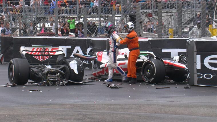 Mick Schumacher se cae del Gran Premio de Mónaco.  mayo 2022