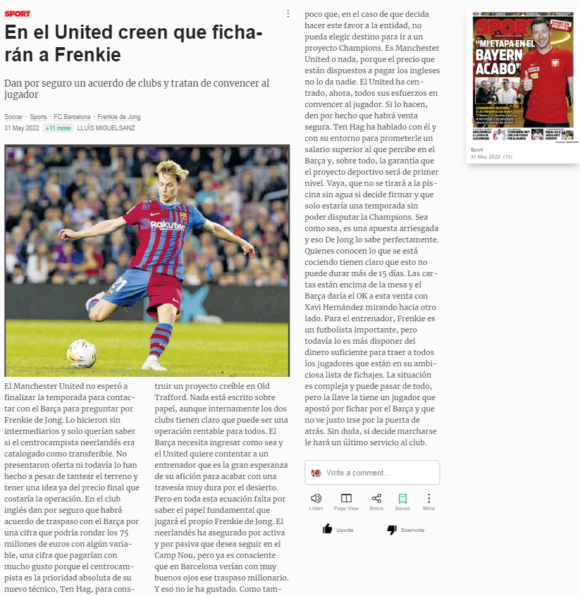 Man Utd se preparó para llegar a un acuerdo de 63,8 millones de libras esterlinas con el Barça por D Jong