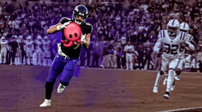 Mark Andrews lleva un emoji de pulpo a la zona de anotación contra los Colts.