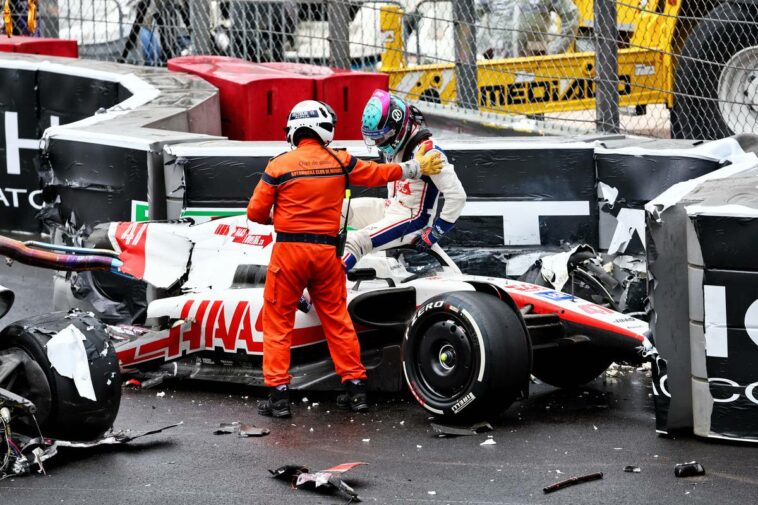 Mick Schumacher (GER) Haas VF-22 se estrelló fuera de la carrera.  29.05.2022.  Campeonato Mundial de Fórmula 1, Rd 7, Gran Premio de Mónaco, Montecarlo, Mónaco, Carrera