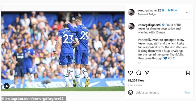 Chelsea: Thomas Tuchel dice que Conor Gallagher cometió 'un gran error' después de la tarjeta roja en la victoria de Leicester