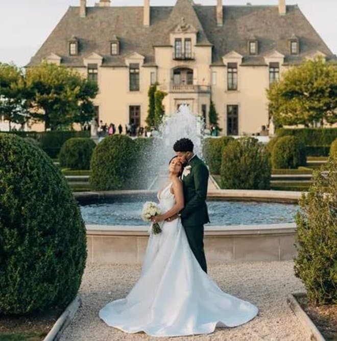 Tobias Harris de los 76ers se casa con su prometida Jasmine Winton en una boda en Nueva York