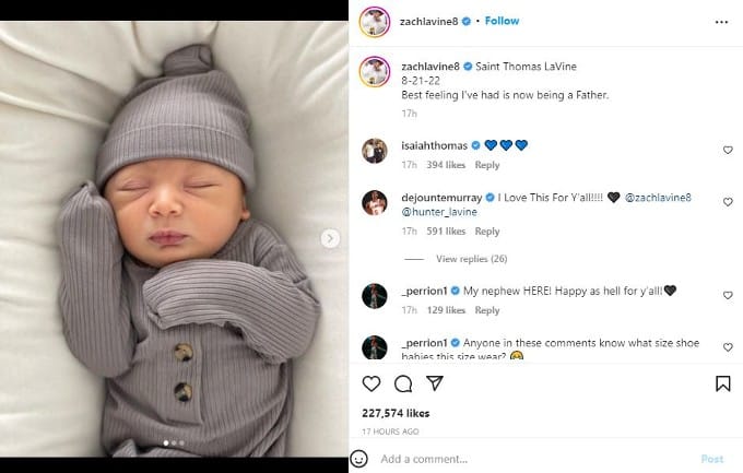 Zach LaVine de los Bulls y su esposa Hunter Mar dan la bienvenida a su bebé