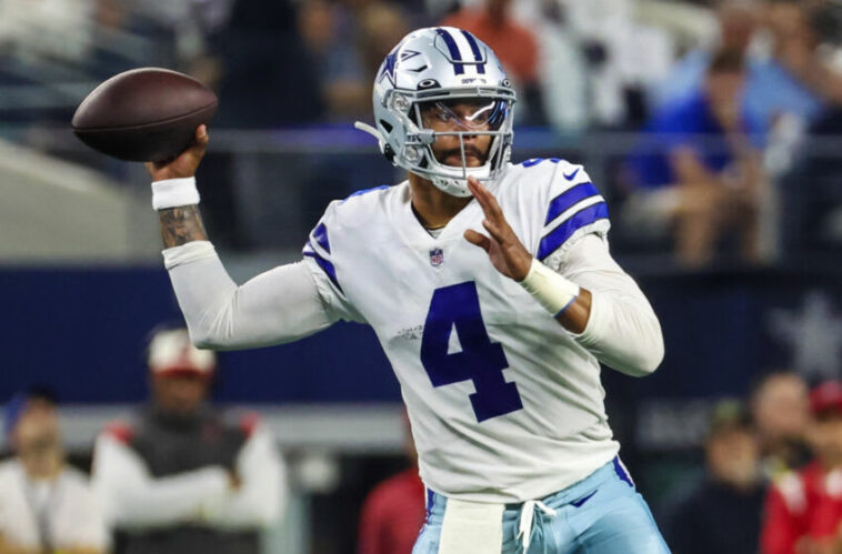 El mariscal de campo de los Vaqueros de Dallas, Dak Prescott.  (Kevin Jairaj-USA TODAY Deportes