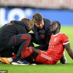 Sadio Mane cayó tomándose la pierna derecha durante el choque del Bayern de Múnich con el Werder Bremen