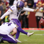 El pateador de los Minnesota Vikings, Greg Joseph.  (Foto de Todd Olszewski/Getty Images)