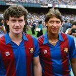 Los delanteros del Barcelona Mark Hughes y Gary Lineker, 1986