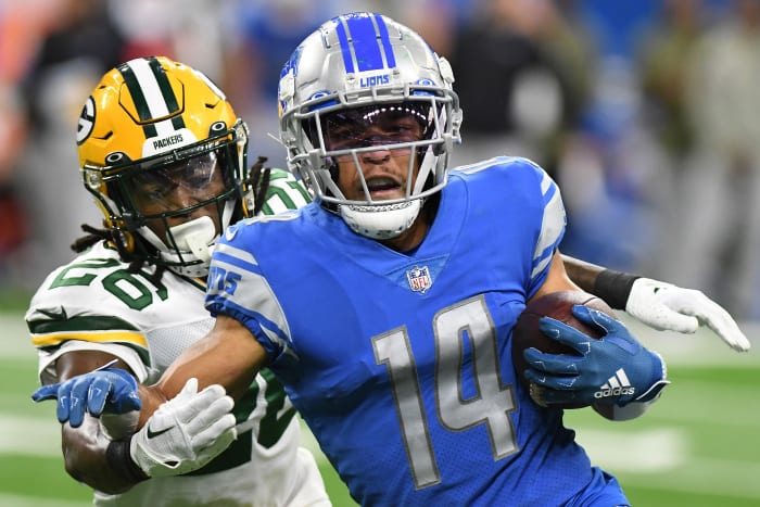 El receptor abierto de los Detroit Lions, Amon-Ra St. Brown