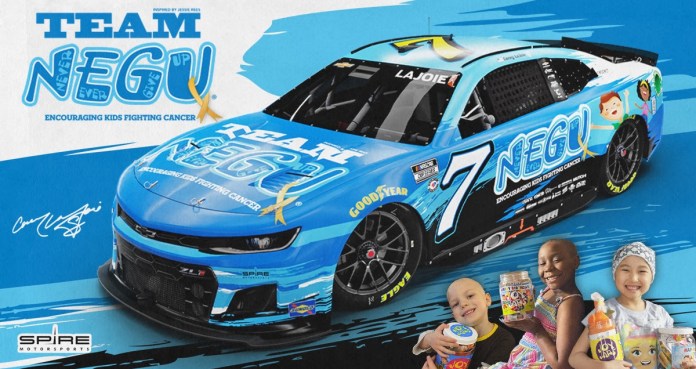 Corey LaJoie 2023 Esquema de pintura de la Fundación Jessie Rees Patrocinio de Spire Motorsports