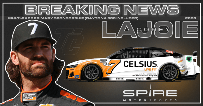 Corey LaJoie 2023 patrocinadores Spire Motorsports 2023 patrocinadores NASCAR Cup Series Daytona 500 Celsius patrocinio