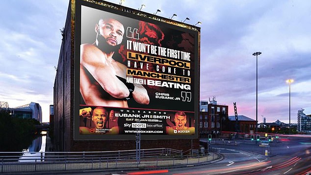 Chris Eubank Jr colocó una gran valla publicitaria en Manchester que incitaba a su próximo oponente