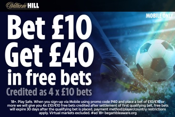 Obtenga un bono de £ 40 cuando apueste £ 10 en fútbol hoy con William Hill