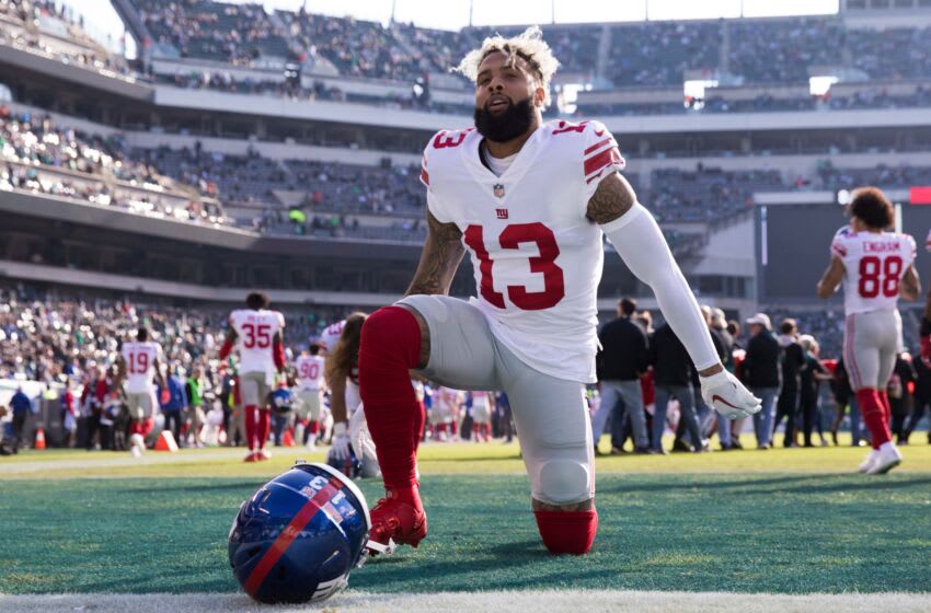 Odell Beckham Jr., Gigantes de Nueva York.  Crédito obligatorio: Bill Streicher-USA TODAY Sports