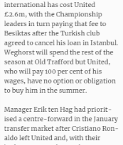 Man United acordó pagar £ 40,000 por semana de salarios para Weghorst