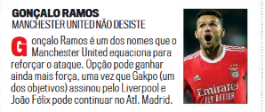 Man United busca fichar a Gonçalo Ramos