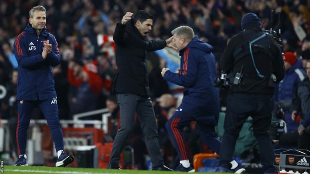 Mikel Arteta celebra