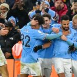 Los jugadores del Manchester City celebran un gol