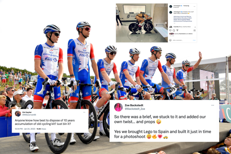 Tweets de la semana: pelea de David Gaudu y Arnaud Démare, Cadel Evans el caddie y ciclismo de nieve para algunos