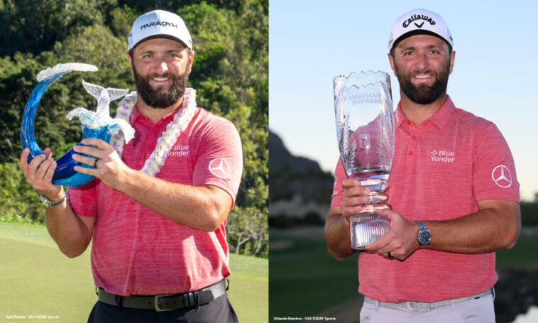 ¿Quieres parecer un ganador?  Echa un vistazo al equipo de TravisMathew que Jon Rahm ha estado luciendo durante su calentador de dos victorias