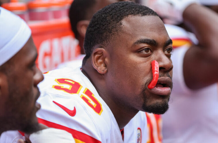 INDIANAPOLIS, IN - 25 DE SEPTIEMBRE: Chris Jones #95 de los Kansas City Chiefs es visto durante el partido contra los Indianapolis Colts en el Lucas Oil Stadium el 25 de septiembre de 2022 en Indianápolis, Indiana.  (Foto de Michael Hickey/Getty Images)