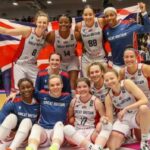 La selección femenina de Gran Bretaña celebra tras la victoria sobre Portugal