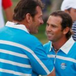 Sergio García y Sir Nick Faldo hablan en la Ryder Cup 2008 - Eddie Keogh/Reuters