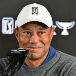 Tiger Woods habla en su conferencia de prensa - Desafiante Tiger Woods jugando para ganar, a pesar de las probabilidades de 150-1 - Frederic J. Brown/AFP