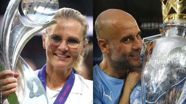 Sarina Wiegman y Pep Guardiola