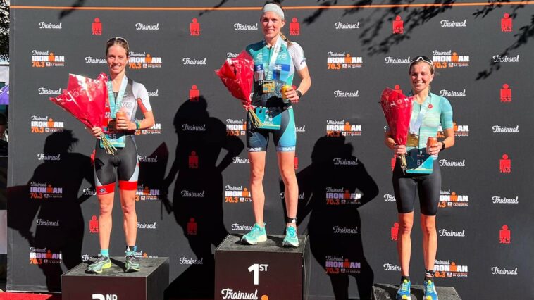 Podio IRONMAN 70.3 Indian Wells 2021 - Danielle Lewis, Tamara Jewett, Ali Brauer