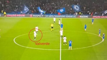 Fede Valverde estuvo cerca de Karim Benzema en el saque inicial