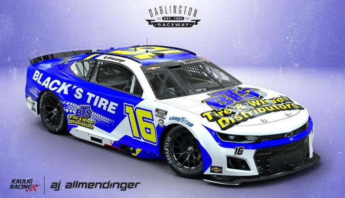 AJ Allmendinger patrocina Black's Tire NASCAR Kaulig Racing patrocina Darlington Goodyear 400 2023