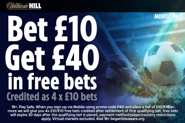 Apuestas gratuitas de fútbol: obtenga un bono de £ 40 cuando apueste £ 10 con William Hill