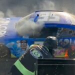 Joey Gase Talladega noveno lugar final rueda en llamas NASCAR Xfinity Series 2023 Emerling-Gase Motorsports
